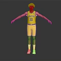 Man in Yellow Lakers Jersey Number 10 with Arms Outstretched Standing Pose