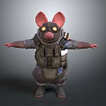 Anthropomorphic Rat 3D Character Model With Large Ears Tactical Vest And Glowing Goggles