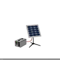 Solar Panel Mounted on Tripod Stand Connected via Red Cable to Power Device 3d model