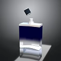 Modern Blue And White Perfume Bottle With Transparent Body And Black Square Cap