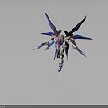 Mecha Character 3D Model With Blue Red Wings And White Body Design 3d model
