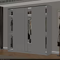 Modern White Wardrobe With Sliding Doors Interior Storage Hanging Rods And Shelves
