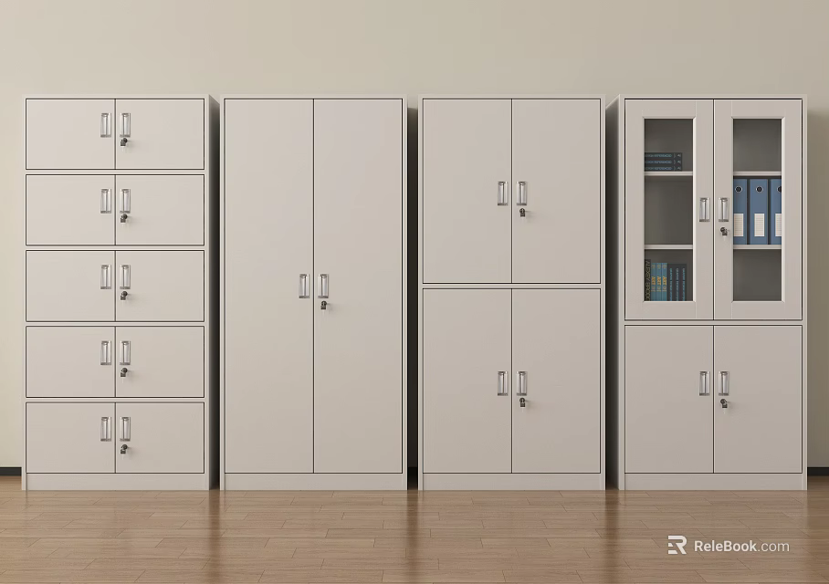 Office Interior With Multiple Design File Cabinets Including Drawers And Glass Doors 3d model 