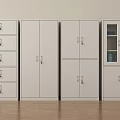 Office Interior With Multiple Design File Cabinets Including Drawers And Glass Doors