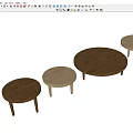 Middle and ancient style coffee table coffee table combination mother and child coffee table round side table solid wood coffee table solid wood side table 3d model