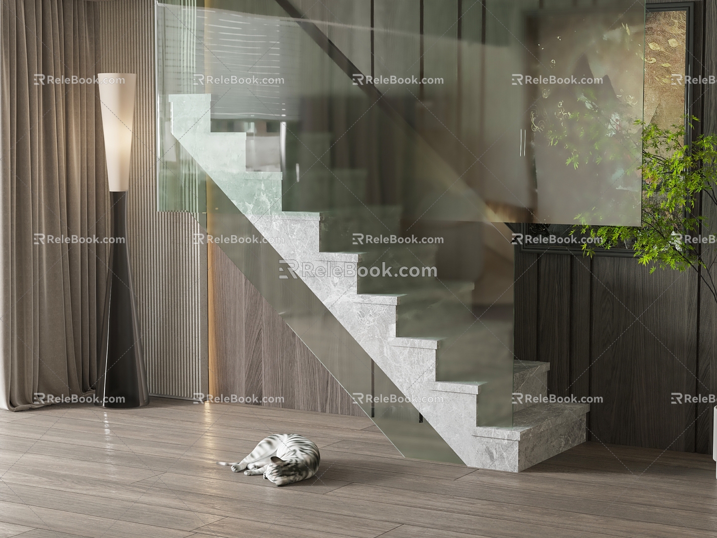 modern stair handrail stair 3d model