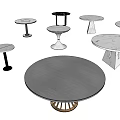 Modern Dining Tables With Marble Tops And Various Pedestal Designs 3d model