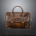 Wilsons Brown Leather Briefcase With Classic Design Metal Buckles And Shoulder Strap