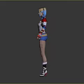 Harley Quinn Costume With Pink Blue Pigtails Daddys Lil Monster Top Blue Shorts And Tattoos