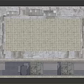Two Story Building Model With White Concrete Exterior Windows And Paved Platform
