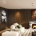 Modern Warm Luxury Living Room With Marble Fireplace And Cozy Stylish Upscale Interior Furnishings