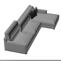 Modern Gray Sectional Sofa With Chaise Lounge And Dark Throw Pillow 3d model