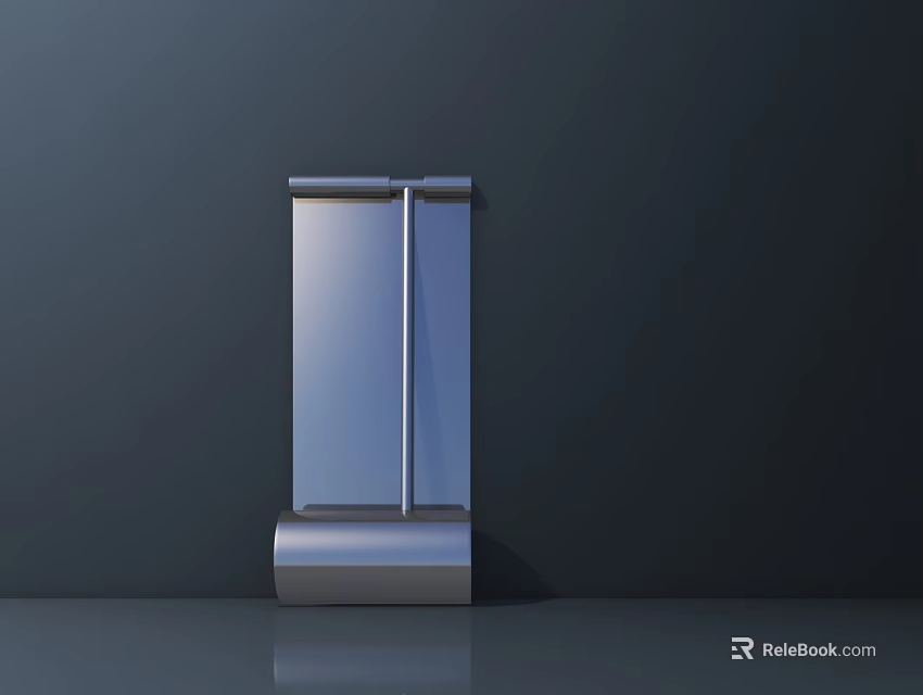 Public Facility Featuring Silver Metal Structure And Cylindrical Base On Gray Background 3d model