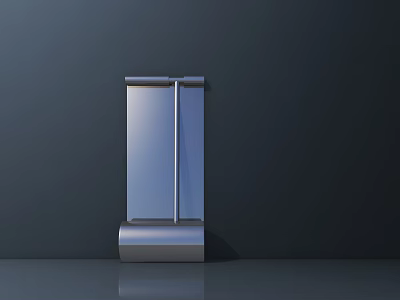 Public Facility Featuring Silver Metal Structure And Cylindrical Base On Gray Background 3d model