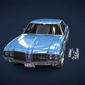 Blue Retro Classic Car Featuring Sleek Design And Shiny Finish