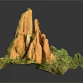 Orange Rocky Mountain Formation With Green Vegetation And Natural Texture