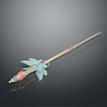 Ancient Style Sword With Green Leaf Hilt Design And Red Decorations Slender Blade