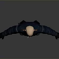 Man Wearing Dark Blue Jacket Black Pants Black Gloves And Boots On Gray Gradient Background