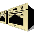 Two SMG Kitchen Ovens In Cream Color With Control Knobs And Digital