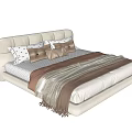 Modern Upholstered Kids Bed With Cozy Pillows Striped Bedspread And Tassel Detail