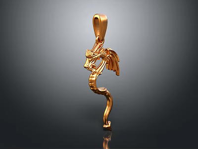 Golden Dragon Shaped Pendant Fashion Jewelry Accessory With Elegant Design 3d model