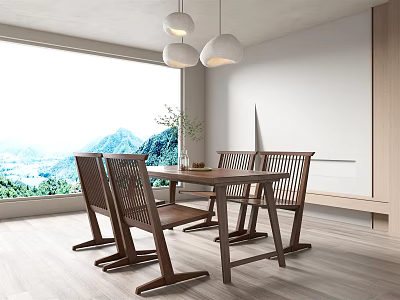 Quiet Dining Table and Chair Combination Dining Table and Chair 3d model