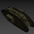 Vintage Military Tank With Heavy Tracks And Metal Armor Structure