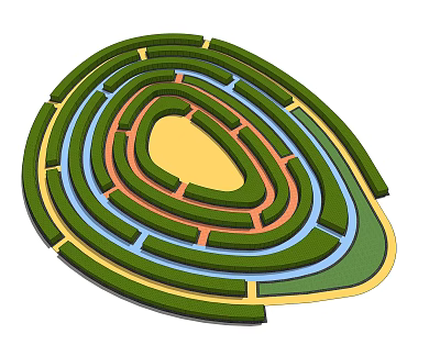 Botanical Garden Modern Plant Labyrinth Theme Park 3d model