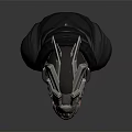 Sci Fi Character With Mechanical Helmet Black Hoodie And Red Lining 3d model