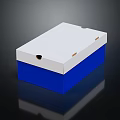 Practical Household Storage Box In White Blue With Lid Hole And Orange Side Tabs