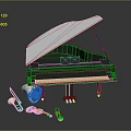 Black Grand Piano With Brass Instruments Violin And Music Stand Setup