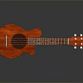 Red Wooden Ukulele With Curved Body On Shiny Black Surface For Daily Use