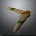 Wooden Throwing Weapon Featuring Green Stripes Yellow Frame And Pink Center