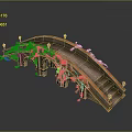 Scenic Stone Bridge with Green Vines Arched Arches Steps and Lamp Posts