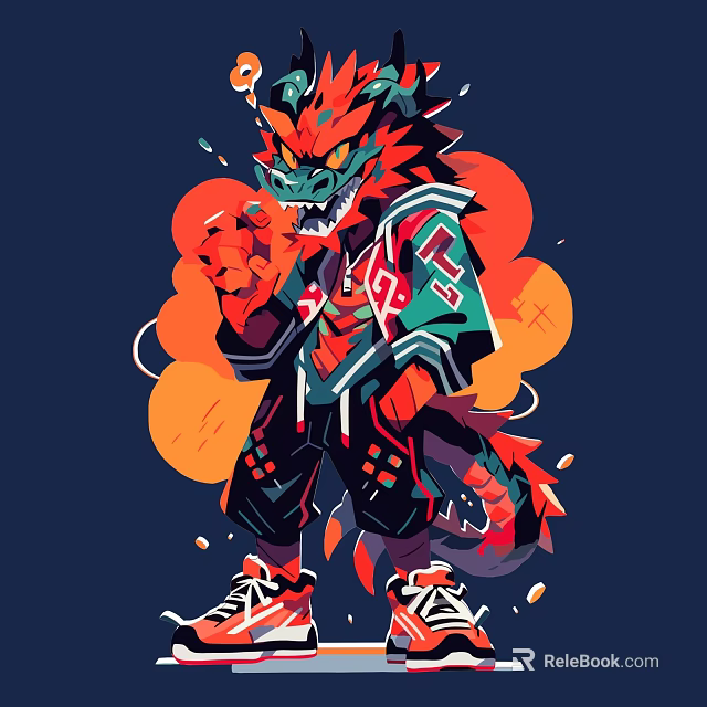 Vibrant Red Green Dragon Themed Commercial Equipment With Sporty Design Elements 3d model 