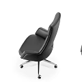 Modern Black Leather Office Chair With Swivel Function And Metal Base Wheels 3d model