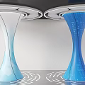 Spiral Light Blue And Blue Columns With Digital Patterns And Circular Base Ripples 3d model