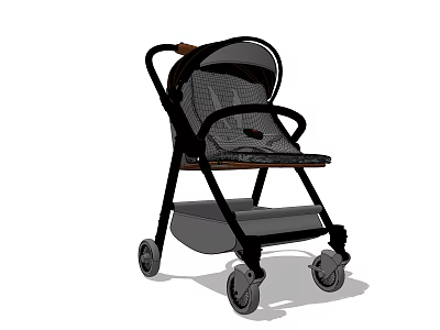 Modern Baby Stroller With Comfortable Seat And Smooth Rolling Wheels 3d model