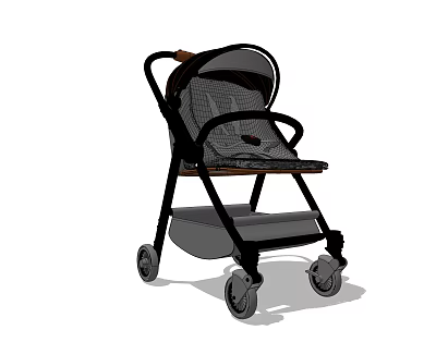 Modern Baby Stroller With Comfortable Seat And Smooth Rolling Wheels 3d model