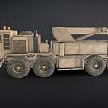 Camouflage Military Heavy Duty Truck Featuring Crane And Eight Large Wheels