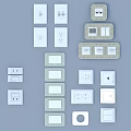 Modern White Switch Panels With Various Designs And Socket Combinations For Home 3d model