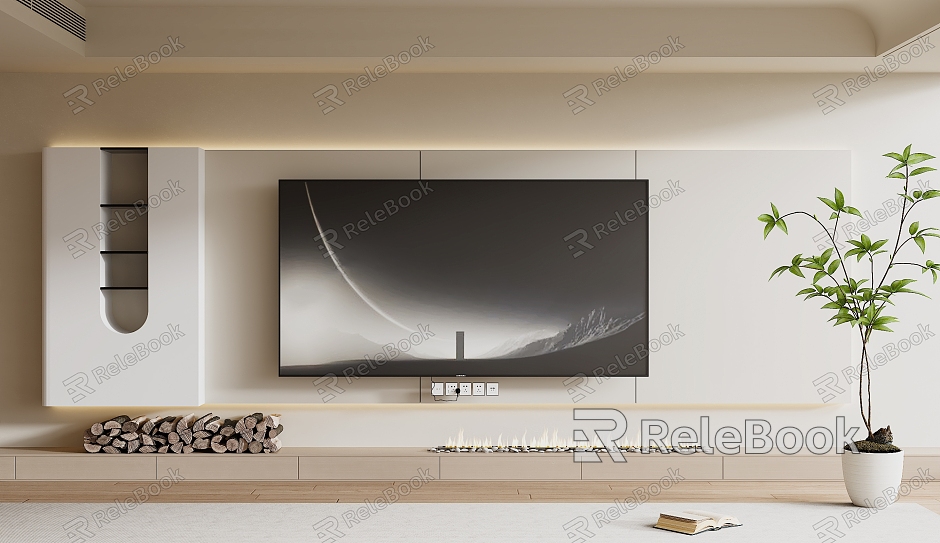 Modern TV Background Wall Cream Style TV Background Wall TV Cabinet TV model