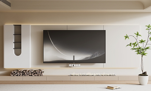 Modern TV Background Wall Cream Style TV Background Wall TV Cabinet TV 3d model