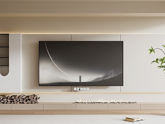 Modern TV Background Wall Cream Style TV Background Wall TV Cabinet TV 3d model