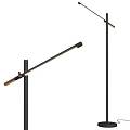 Elegant Modern Black Metal Floor Lamp With Adjustable Copper Accent Arm Structure 3d model