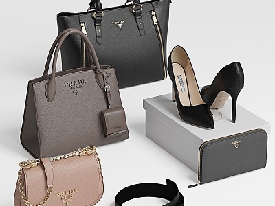 Leather Shoes Handbag Combination High Heels Women's Shoes Bag Leather Bag Handbag Bag Fashion Belt Box Shoe Box 3d model