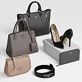 Prada Leather Handbags And Cases With Chain Details In Black Gray Pink