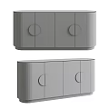 Modern Entryway Cabinet And Sideboard With Round Handles And Beige Fabric Design