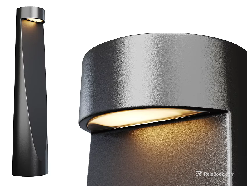 Modern Outdoor Lights With Black Metal Curved Shape And Warm Garden Illumination 3d model 