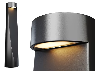 Modern Outdoor Lights With Black Metal Curved Shape And Warm Garden Illumination 3d model